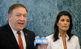 Cựu Ngoại trưởng Mike Pompeo và cựu Đại sứ Mỹ tại Liên Hợp Quốc Nikki Haley. (Ảnh: Getty) 
