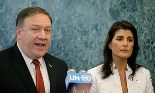 Cựu Ngoại trưởng Mike Pompeo và cựu Đại sứ Mỹ tại Liên Hợp Quốc Nikki Haley. (Ảnh: Getty) 