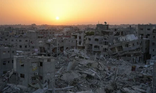 Cảnh hoang tàn ở Khan Younis, Dải Gaza, ngày 13/9. (Ảnh: AP)