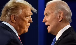 Cựu Tổng thống Mỹ Donald Trump và đương kim Tổng thống Joe Biden có màn tranh luận trực tiếp đầu tiên ngày 27/6. (Ảnh: Vox)