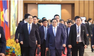 Thủ tướng Phạm Minh Chính và Thủ tướng Lào Sonexay Siphandone đồng chủ trì kỳ họp. (Ảnh: Nhật Minh)