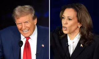 Ông Donald Trump và bà Kamala Harris trong cuộc tranh luận ngày 11/9. (Ảnh: AP)