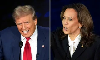 Ông Donald Trump và bà Kamala Harris trong cuộc tranh luận ngày 11/9. (Ảnh: AP)