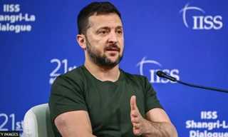 Tổng thống Ukraine Volodymir Zelensky tại Đối thoại Shangri-La. (Ảnh: Getty)