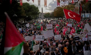 Một cuộc biểu tình phản đối Israel ở Thổ Nhĩ Kỳ. (Ảnh: AP)