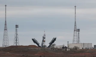 Tàu Soyuz tại cảng vũ trụ Baikonur Cosmodrome, Kazakhstan, ngày 21/3. (Ảnh: Reuters)