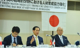 Bộ trưởng Ngoại giao Bùi Thanh Sơn phát biểu tại “Tọa đàm Triển vọng hợp tác giữa các trường đại học Việt Nam - Nhật Bản trong giai đoạn mới”. (Ảnh: Mofa)