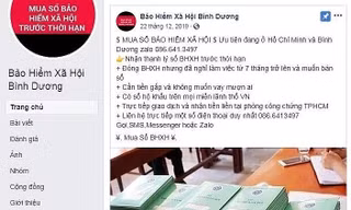 Trang facebook giả mạo BHXH tỉnh Bình Dương