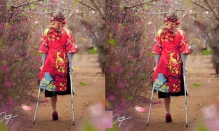 Bức ảnh cô gái khuyết tật giữa rừng hoa xuân khiến dân mạng xúc động