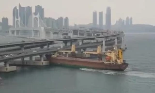Say rượu, lái tàu đâm sầm vào cầu ở Hàn Quốc