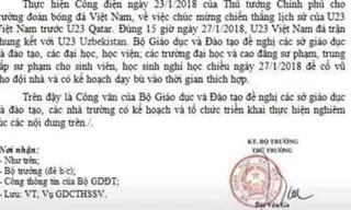 Giả mạo công văn Bộ Giáo dục cho sinh viên đi cổ vũ U23 Việt Nam