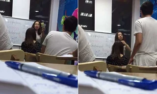 Ảnh cắt từ video gần ba phút cãi nhau giữa cô giáo và học viên.