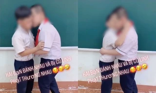 Tranh cãi gay gắt xoay quanh clip cô giáo phạt hai học sinh nam ôm hôn nhau làm hòa