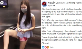 Vợ chồng Huyền Thanh - Jay Quân xin lỗi sau khi bị chỉ trích vì dùng chân bấm thang máy