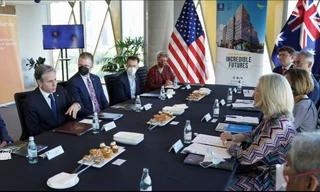 Ngoại trưởng Mỹ Antony Blinken trong cuộc gặp tại Melbourne ngày 10/2. (Ảnh: Reuters)