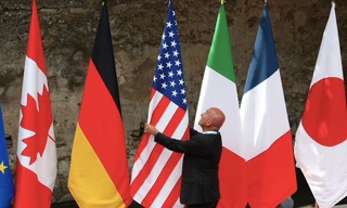 Cờ của G7 tại thượng đỉnh ở Ý vào tháng 5/2017. (Ảnh: Reuters)