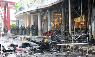 Một siêu thị ở miền nam Thái Lan tan hoang sau vụ đánh bom trước đây. (Ảnh: EPA)