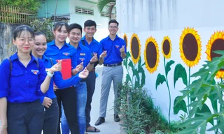 Bức tường hoa hướng dương dài 100m của các bạn trẻ Cần Thơ 