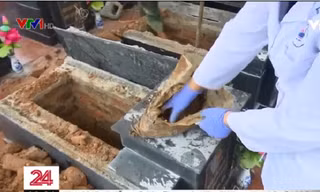 Khai quật 13 ngôi mộ liệt sỹ để xác định danh tính, nhưng bất ngờ phát hiện các mộ đều không có hài cốt. Ảnh: VTV.