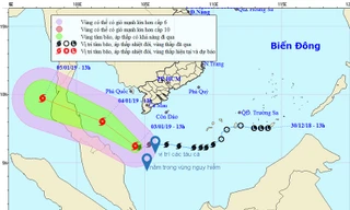 Vị trí các tàu cá nằm trong vùng nguy hiểm của Bão số 1. Ảnh Hệ thống Thông tin duyên hải Việt Nam cung cấp.