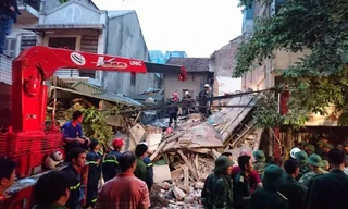 Hiện trường vụ sập nhà.