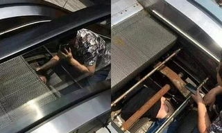 Kinh hoàng người đàn ông bị thang cuốn “nuốt chửng”