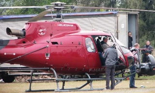 Chiếc trực thăng được sử dụng quay những bối cảnh trên cao ở Quảng Bình, Ninh Bình, Quảng Ninh. Ảnh: Minh Cương.