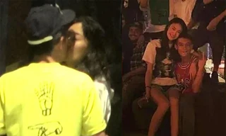 Trần Quán Hy và Tần Thư Bồi lộ ảnh hôn nhau trên phố. Bên phải là ảnh thân mật của hai người năm 2015.