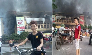 Dân mạng phẫn nộ hai thanh niên chụp ảnh cười đùa trước đám cháy