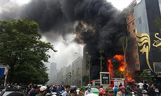 Vụ cháy quán karaoke ở địa chỉ 68 phố Trần Thái Tông (quận Cầu Giấy) làm 13 người chết hồi năm 2016. Ảnh: PV