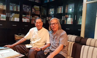 Nhạc sĩ Phạm Tuyên chiều 15-2-2019 cùng tác giả bài viết tại nhà riêng