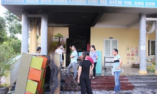 Hiện trường vụ cháy trường Mầm non Đông Lương chiều 7/9.