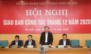 Chủ tịch UBND thành phố Hà Nội Chu Ngọc Anh phát biểu tại hội nghị