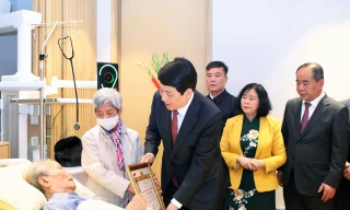 Trao Huy hiệu 65 năm tuổi Đảng tặng nguyên Chủ tịch nước Trần Đức Lương 