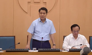 Chủ tịch UBND thành phố Hà Nội Nguyễn Đức Chung kết luận buổi làm việc. 