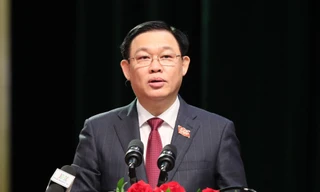 Bí thư Thành ủy Hà Nội Vương Đình Huệ phát biểu bế mạc Đại hội. Ảnh: Như Ý