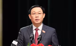 Bí thư Thành ủy Hà Nội Vương Đình Huệ phát biểu bế mạc Đại hội. Ảnh: Như Ý