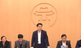 Chủ tịch UBND thành phố Hà Nội Nguyễn Đức Chung kết luận cuộc họp