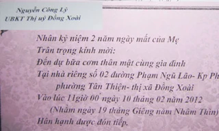 Thiệp mời đám giỗ ghi chức vụ: trân trọng khách!