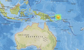 động đất xảy ra cách thủ phủ đảo Bougainville của Papua New Guinea 47 km về phía tây. Ảnh: USGS. 