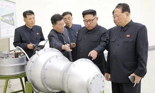Lãnh đạo Triều Tiên Kim Jong-un giám sát vụ thử bom hydro ngày 3/9. Ảnh: KCNA
