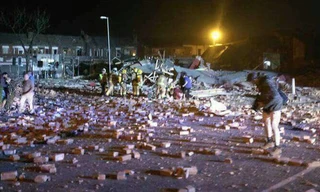 Hiện trường vụ nổ do rò rỉ khí ở Wirral.