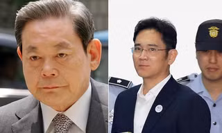 Chủ tịch Samsung Lee Kun Hee (trái) vừa thắng kiện, trong khi con trai Lee Jae-yong vướng vòng lao lý. Ảnh: 