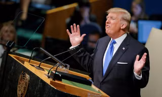 Tổng thống Mỹ Donald Trump phát biểu trước Đại hội đồng LHQ ngày 19/9. Ảnh: Reuters