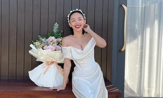 Kỷ niệm 1 năm kết hôn, Tóc Tiên mặc lại váy cưới cũ khoe khéo vòng 1 căng đầy