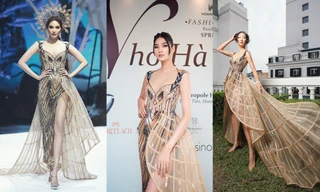 Chiếc váy này có gì đặc biệt mà ba mỹ nhân Lan Khuê, Hoàng Thùy, Thanh Khoa đua nhau mặc?