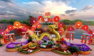 Ngắm phối cảnh đường hoa ven sông đẹp mê ly ở Đồng Nai