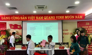 Bầu trực tiếp Bí thư tại Đại hội Đảng bộ Tổng Công ty Du lịch Hà Nội sáng 24/6 ảnh: minh tuấn