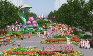 90 tạo hình linh vật rắn tạo điểm nhấn cho Đường hoa Nguyễn Huệ Tết Ất Tỵ 2025