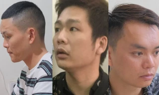 Ba đối tượng: Cường, Anh, Tuyền tại cơ quan công an .Ảnh: CB